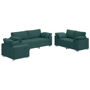 vidaXL Sofa 3 pcs Dunkelgr&uuml;n 219 x 80 x 82 cm Leinenmischgewebe