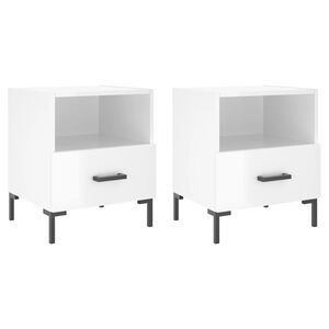 vidaXL Nachttische 2 Stk. Hochglanz-Wei&szlig; 40x35x47,5 cm Holzwerkstoff