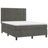 vidaXL Boxspringbett mit Matratze & LED Dunkelgrau 140x190 cm Samt