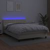vidaXL Boxspringbett mit Matratze & LED Creme 140x200 cm Kunstleder