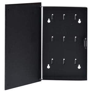 vidaXL Schl&uuml;sselkasten mit Magnettafel Schwarz 30x20x4 cm