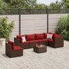 vidaXL 7-tlg. Garten-Lounge-Set mit Kissen Braun Poly Rattan
