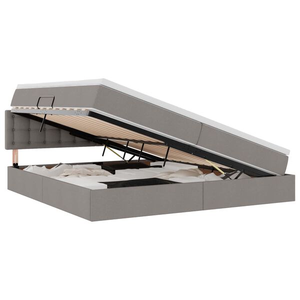 vidaXL Bett mit Stauraum und LED Taupe 200 x 200 cm Polyester