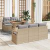 vidaXL Garten-Sofa-Set mit Speicher 6 pcs Beige Poly Rattan