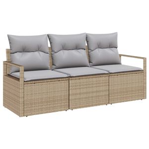 vidaXL Sofa Set 3 pcs Beige Poly-Rattan