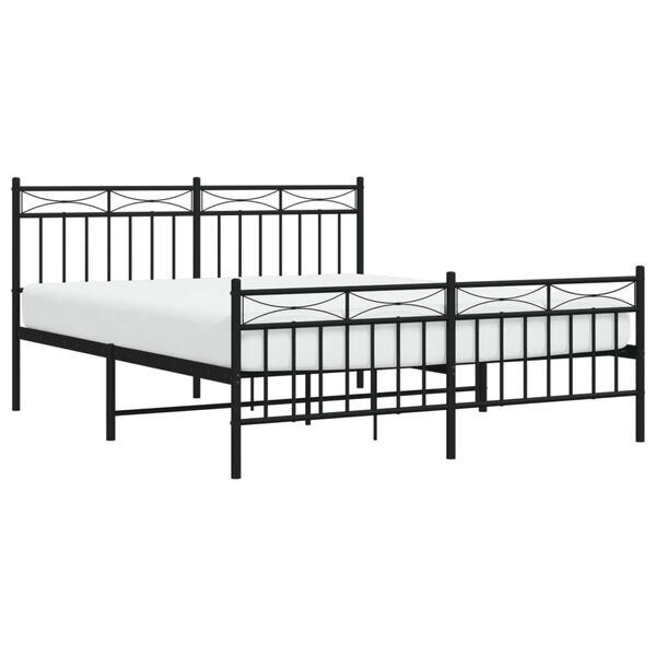 vidaXL Metallbett ohne Matratze mit Fu&szlig;teil Schwarz 160x200 cm