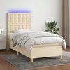 vidaXL Boxspringbett mit Matratze & LED Creme 100x200 cm Stoff