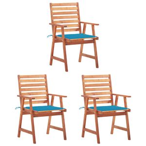 vidaXL Garten-Essst&uuml;hle 3 Stk. mit Kissen Massivholz Akazie