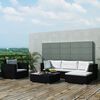 vidaXL 6-tlg. Garten-Lounge-Set mit Auflagen Poly Rattan Schwarz