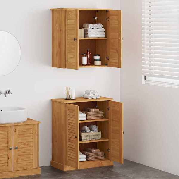 vidaXL Badezimmermöbel Set mit Tür VIGO 2 pcs Braun 67,5 x 34 x 80 cm