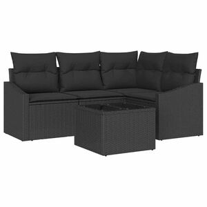 vidaXL Gartensofa-set mit Kissen 5 pcs Schwarz Poly-Rattan