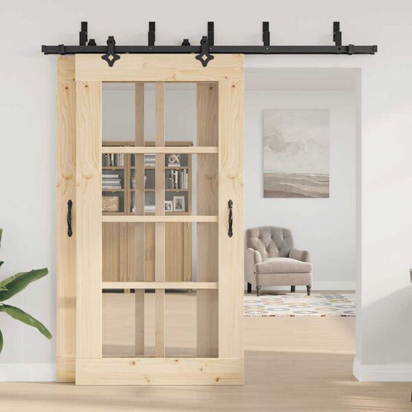 vidaXL Schiebet&uuml;rbeschlag-Set 213,5 cm Stahl Schwarz