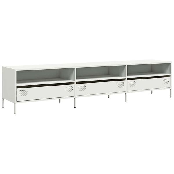 vidaXL TV-Schrank Wei&szlig; 202x39x43,5 cm Kaltgewalzter Stahl