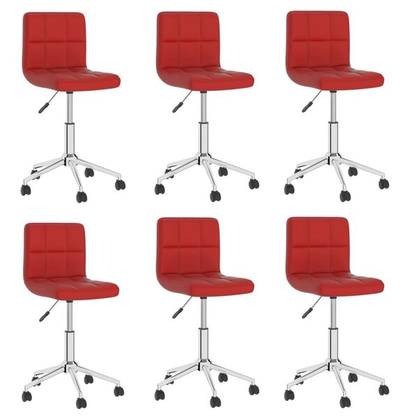 vidaXL Esszimmerst&uuml;hle 6 Stk. Drehbar Weinrot Kunstleder