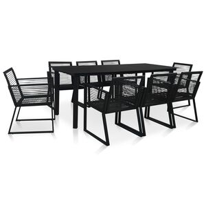 vidaXL 5-tlg. Garten-Essgruppe PVC Rattan Schwarz