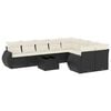 vidaXL 10-tlg. Garten-Sofagarnitur mit Kissen Schwarz Poly Rattan