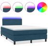 vidaXL Boxspringbett mit Matratze & LED Dunkelblau 120x210 cm Samt