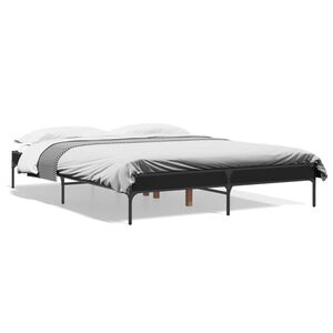 vidaXL Bettgestell Schwarz 150x200 cm Holzwerkstoff und Metall
