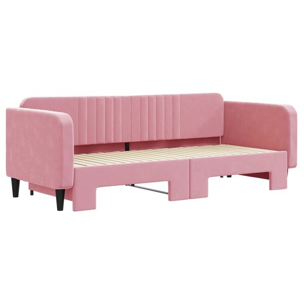 vidaXL Tagesbett Ausziehbar Rosa 90x200 cm Samt
