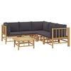vidaXL 6-tlg. Garten-Lounge-Set mit Dunkelgrauen Kissen Bambus