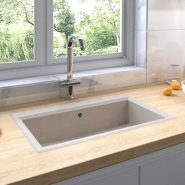 vidaXL Küchen-Spüle Beige 79 x 50 x 31 cm Granit