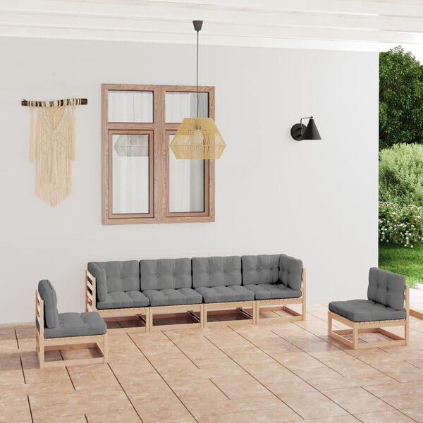 vidaXL 6-tlg. Garten-Lounge-Set mit Kissen Kiefer Massivholz
