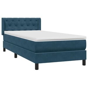 vidaXL Boxspringbett mit Matratze Dunkelblau 80x220 cm Samt