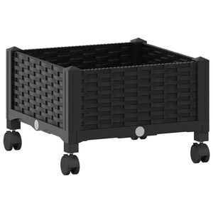 vidaXL Gartenpflanzer mit R&auml;dern Schwarz 40 x 40 x 29 cm PP