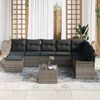 vidaXL Garten-Sofa-Set mit Kissen 9 pcs Grau Poly Rattan