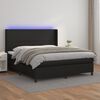 vidaXL Boxspringbett mit Matratze & LED Schwarz 160x200 cm Kunstleder