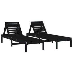 vidaXL Sonnenliegen 2 Stk. Schwarz 199,5x60x74 cm Massivholz Kiefer