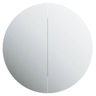 vidaXL Badezimmerschrank mit Rundem Spiegel & LED Weiß 54x54x17,5 cm