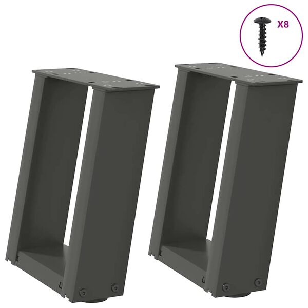 vidaXL Couchtischbeine U-Form 2 Stk. Anthrazit 30x(30-31) cm Stahl