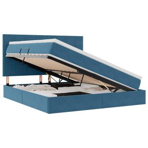 vidaXL Bett mit Stauraum und LED mit LED Dunkelblau 180 x 200 cm Samt