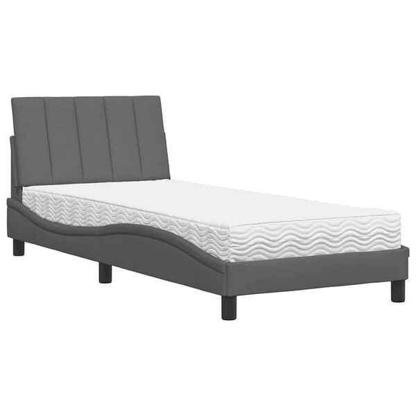 vidaXL Bett mit Matratze "Hanko" Dunkelgrau 90x190 cm Stoff