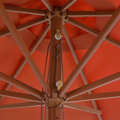 vidaXL Sonnenschirm mit Holzmast 350 cm Terrakotta