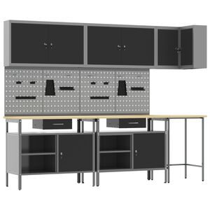 vidaXL Arbeitsschrankset mit Schubladen 10 pcs Schwarz und Grau