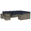 vidaXL 10-teiliges Gartensofa-Set mit Kissen, grau, Polyrattan