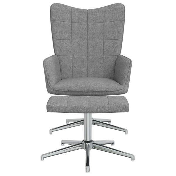 vidaXL Relaxsessel mit Hocker Hellgrau Stoff