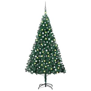 vidaXL K&uuml;nstlicher Weihnachtsbaum mit Beleuchtung & Kugeln Gr&uuml;n 240 cm