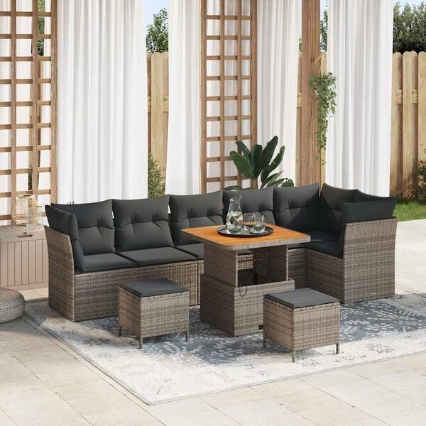 vidaXL Gartensofa-set 9 pcs Grau Poly-Rattan
