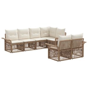 vidaXL Gartensofa-set 7 stk. 7-Sitzer Beige Poly-Rattan