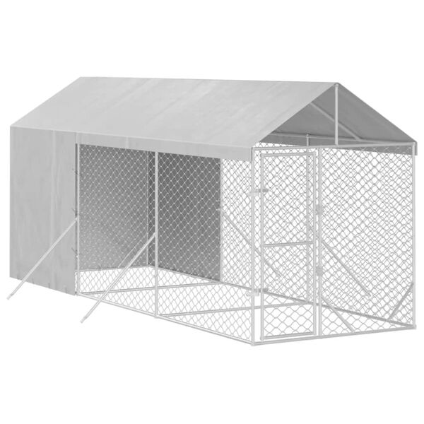 vidaXL Outdoor-Hundezwinger mit Dach Silbern 2x6x2,5m Verzinkter Stahl