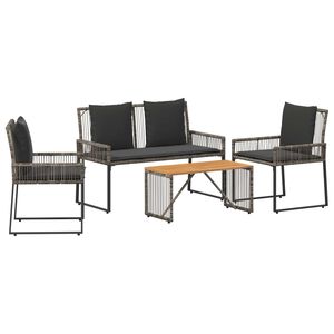 vidaXL Gartenm&ouml;bel Set 9 pcs Grau und Dunkelgrau Poly-Rattan