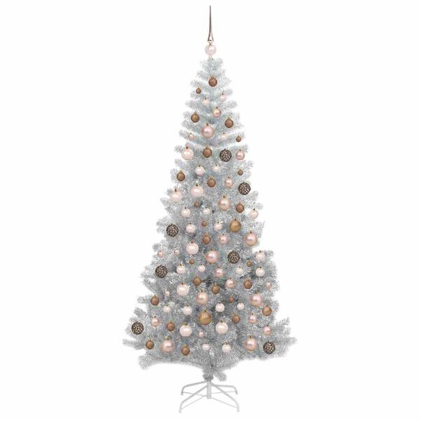 vidaXL Weihnachtsbaum mit 300 LEDs mit St&auml;nder Silber 180 cm PET