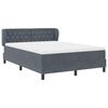 vidaXL Boxspringbett mit Matratze Dunkelgrau 140 x 200 cm Samt