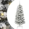 vidaXL K&uuml;nstlicher klappbarer Weihnachtsbaum Gr&uuml;n und Wei&szlig; 150 cm