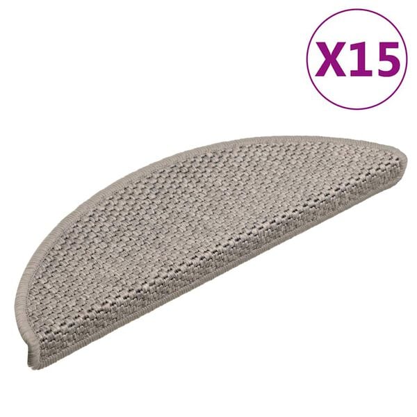 vidaXL Treppenmatten Selbstklebend Sisal-Look 15 Stk. 56x17x3 Platina
