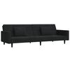vidaXL Schlafsofa 2-Sitzer mit 2 Kissen & Hocker Schwarz Samt