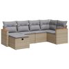 vidaXL 6-tlg. Garten-Sofagarnitur mit Kissen Beige Poly Rattan